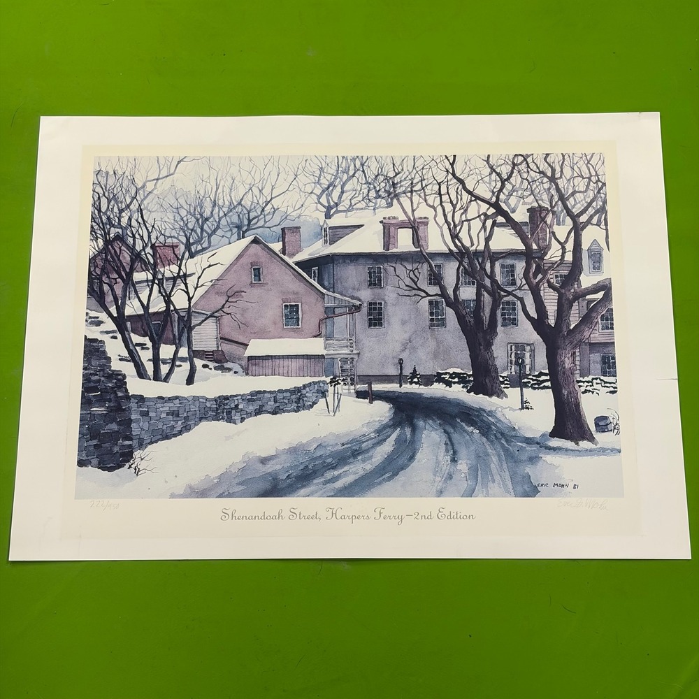 Eric Mohn Shenandoah Street Harpers Ferry Signed Lithograph 222/450 2nd Ed 1981